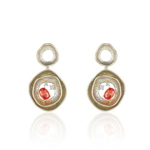 French designer zircon copper plated coffee earrings gold French retro light luxury niche design high-end earrings for women