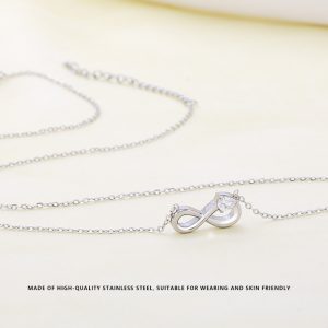 Cross-border hot selling foreign trade 8-character women's necklace infinite cycle versatility high-end sense does not fade simple zircon jewelry