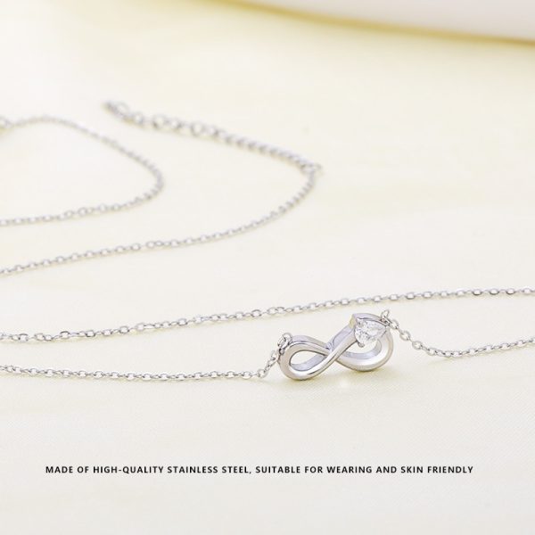 Cross-border hot selling foreign trade 8-character women's necklace infinite cycle versatility high-end sense does not fade simple zircon jewelry - Image 3