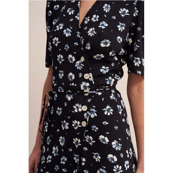 114# spot Ref rayon printed floral tea break dress 2022 summer new French retro style women's clothing - Image 5