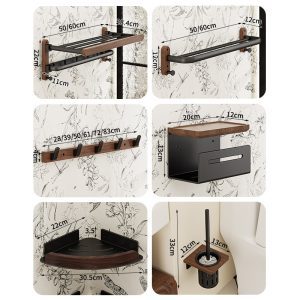 Walnut Bathroom Triangle Shelf Wall Mounted No-Punch Premium Washbasin Bathroom Storage Toilet Hanger
