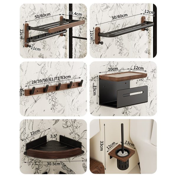 Walnut Bathroom Triangle Shelf Wall Mounted No-Punch Premium Washbasin Bathroom Storage Toilet Hanger - Image 4
