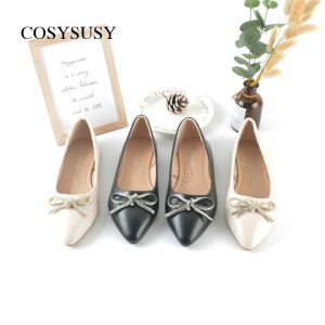 foreign trade cross-border pointed toe flat women's shoes diamond bow pumps commuter shoes flat women shoes