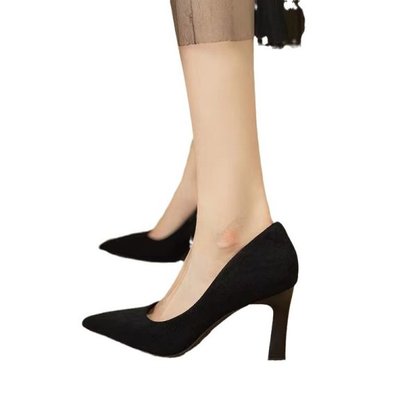 Black high heels women's stiletto 2024 new autumn and winter professional single shoes comfortable soft soles for work etiquette work shoes - Image 5