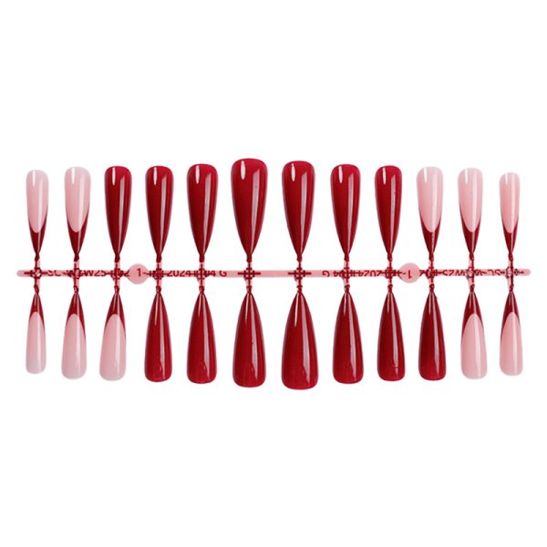 Foreign trade pointed nails solid color red French fake nails wearing nails removable nail pieces temperament nail pieces nail stickers - Image 5