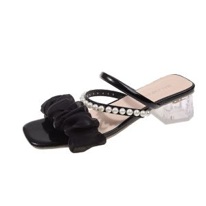 Fairy style thick heel non-slip outside crystal high-heeled sandals new Internet celebrity two sandals in the summer of 2025