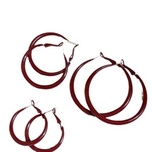 Vintage red circle earrings, Hong Kong style ins style, retro exaggerated large earrings, niche temperament, exquisite high-end earrings