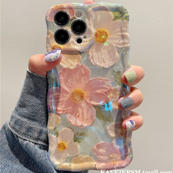Applicable to high-quality art oil painting flower 15promax phone case apple 16 female 13pro silicone 14 drop proof