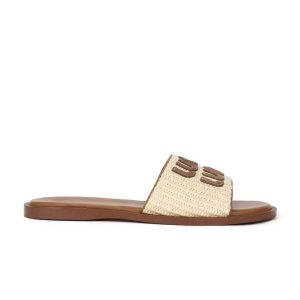 Square toe flat bottom slippers women's 2024 summer new vacation weave flat beach slippers plus size sandals to wear outside
