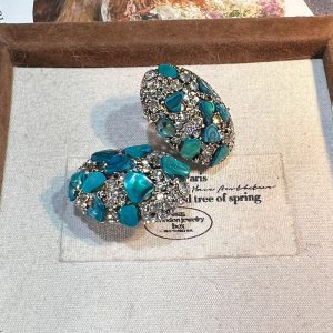 Deep sea abalone shell blue luxury retro vintage exquisite niche design sense fashionable vintage style S925 earrings
