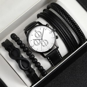 Cross-border hot new versatile men's foreign trade wholesale trend belt watch watch bracelet set fashion casual