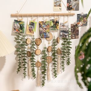 Simulation eucalyptus leaf hanging room decoration hand-woven wall hanging B&B entrance background wall decoration ins style