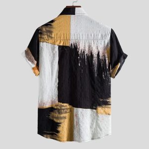 Summer Shirts Men Blouse Tops Linen Hawaii Shirt Mens Shirt