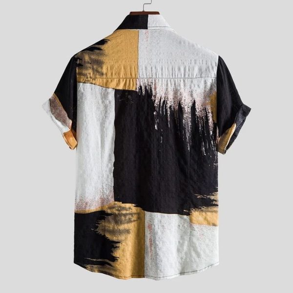 Summer Shirts Men Blouse Tops Linen Hawaii Shirt Mens Shirt - Image 2
