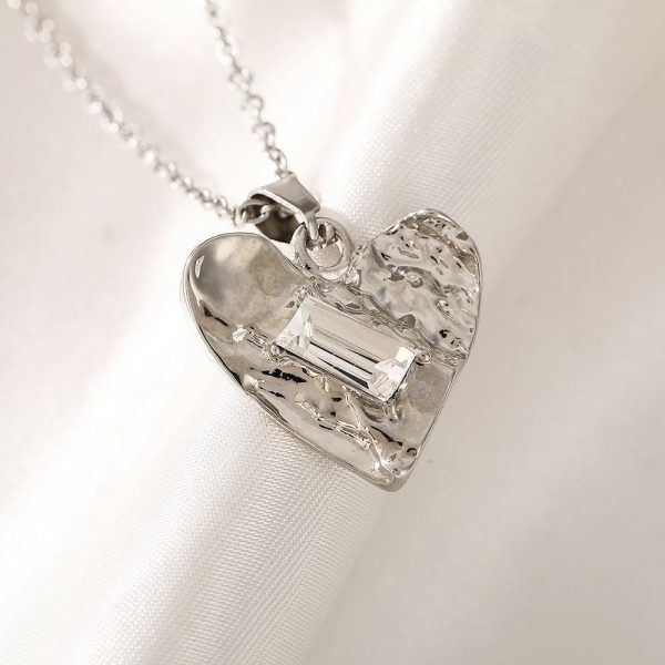 New summer small fresh sweet and versatile square diamond concave and convex love pendant necklace female cute girl jewelry wholesale