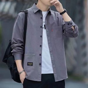 2025 New Loose Casual Men's Long Sleeve Shirt Vintage Jacket Men's Spring Summer Plus Size Versatile Shirt Cross Border