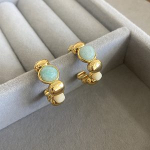 French niche fashion vintage Aurelie Bidermann bohemian natural amazonite earrings