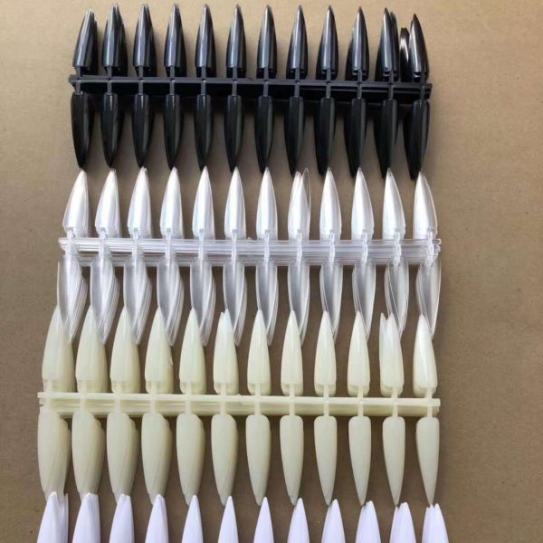 Nail art single number long pointed nail piece long fake nail sticker salon pointed nail piece nail sheet nail color card 240 pieces