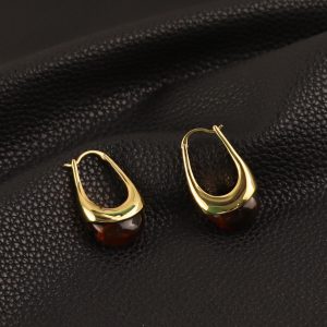 French natural gemstone niche design sterling silver earrings women's new retro elegant temperament high-end stud earrings
