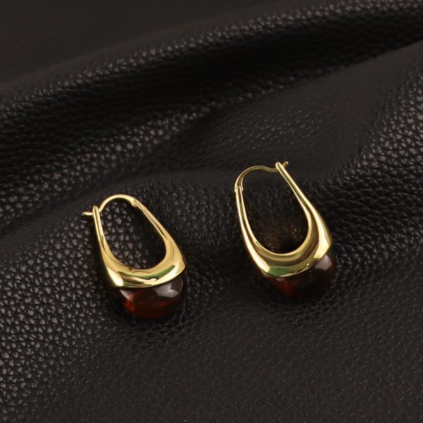 French natural gemstone niche design sterling silver earrings women's new retro elegant temperament high-end stud earrings - Image 3