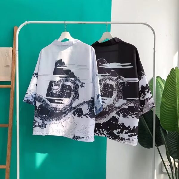 Cross-border summer three-quarter sleeve shirt men's loose Chinese style men's sunscreen jacket thin ancient style is a very fairy couple - Image 3
