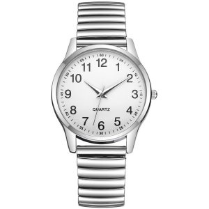 Fashion men's large numeric dial women's watch spring elastic band middle-aged and elderly watch event gift quartz watch men's watch