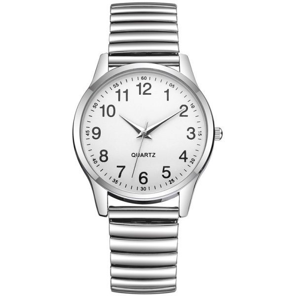 Fashion men's large numeric dial women's watch spring elastic band middle-aged and elderly watch event gift quartz watch men's watch - Image 5