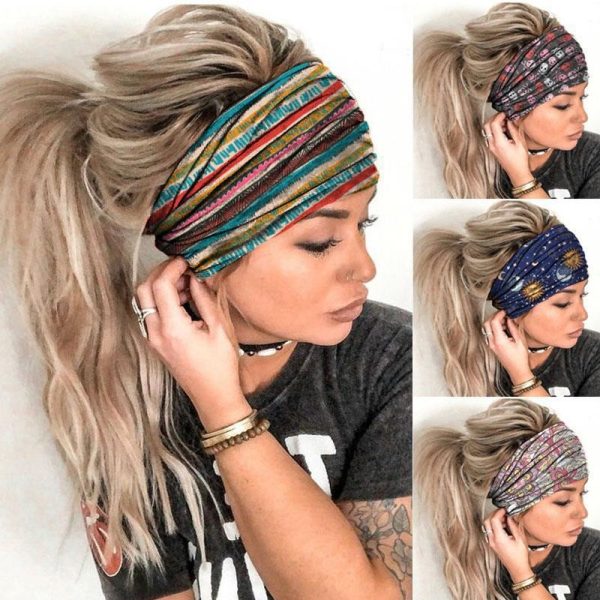 European and American cross-border new personality printing yoga sports wide headband washing face ladies headband headwear wholesale spot