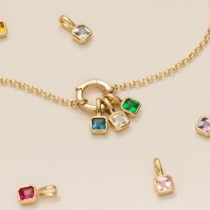 Colorful 12 Birthstone Pendant DIY Accessories Necklace Female Twelve Birthstone Cubes Colored Zircon Pendant Clavicle