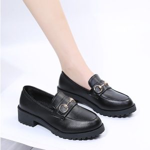 Loafers women's 2023 new British style black small leather shoes accessories shallow versatile casual trend single shoes women