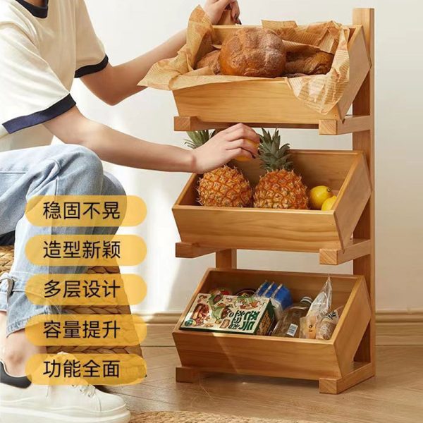 Multifunctional kitchen shelf, corner shelf, floor shelf, multi-level bathroom countertop, cosmetic storage rack, bamboo and wood storage rack