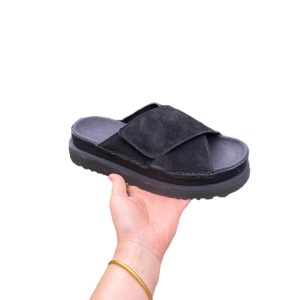 Spring and summer new height increase versatility wears cowhide thick sole cross flip flip women's 5cm breathable EVA outsole platform slippers