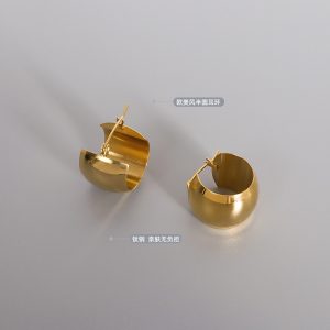 Marka French earring ball C-shaped earrings high quality version titanium steel plated 18K real gold earrings F446