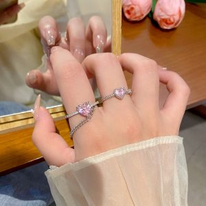 Light luxury hot girl ring women's niche sense of luxury, personality tide zircon inlaid diamond index finger ring, simple opening hand jewelry wholesale