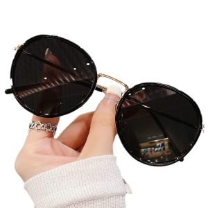 Retro round frame ins style sunglasses women's summer small face white plain glasses Internet celebrity Korean sunglasses men's seaside -