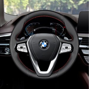 BMW X3 facelift leather hand stitch for 5 Series 525 530Li X5 steering wheel cover Alcantara suede