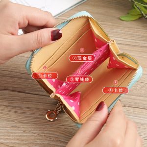 Cross-border new Korean style fashion small wallet lady bow mini wallet zipper short coin purse card holder