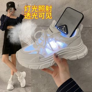 Daddy shoes women's shoes 2025 new summer pre-fall net shoes breathable mesh muffin platform white shoes sneakers