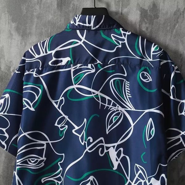 Comic print shirt men's ins trend summer Japanese short-sleeved shirt couple loose design sense niche jacket - Image 4