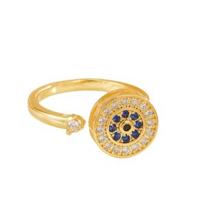European and American hot-selling rotating rings women's micro inlaid zircon temperament versatile fashion light luxury copper plated 18k gold rings wholesale