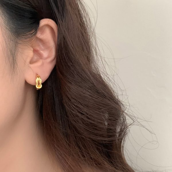 European and American niche design lucky knot earrings women's versatile high-end twist earrings French retro stud earrings ear accessories - Image 3