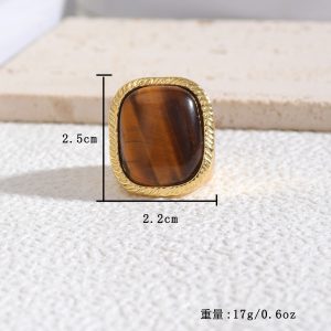 Original design European and American style jewelry square stone inlaid gold fashion personality trend ring for women