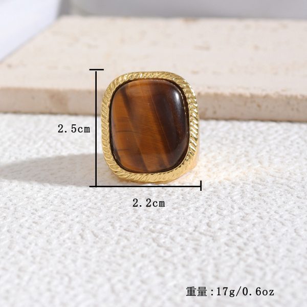 Original design European and American style jewelry square stone inlaid gold fashion personality trend ring for women - Image 3