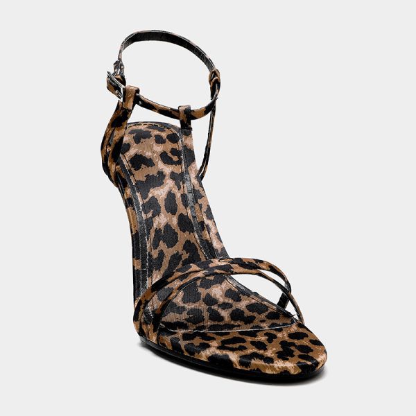 ZA new women's shoes European and American open-toe sandals with fashion buckles leopard print high heels women's stiletto heels and super high heels are sexy - Image 2