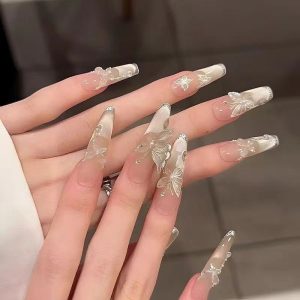 Handmade nail art wears nail ice dew morning butterfly cat's eye butterfly wears nail patches, advanced whitening and detachable