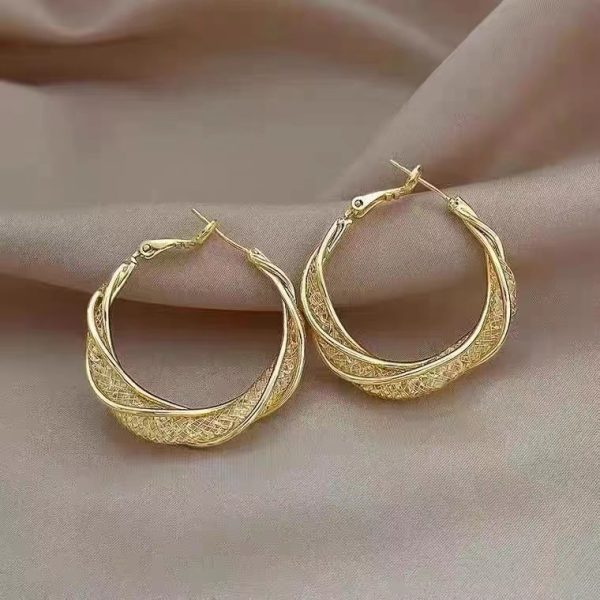 French simple crystal hollow winding circle earrings 2023 new feminine high-end earring buckle earrings - Image 2