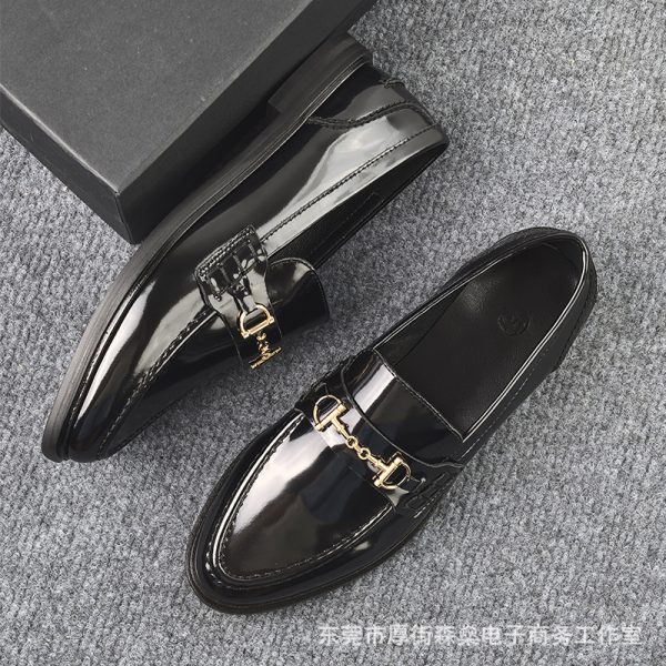 Original single foreign trade women's shoes, business leather flat shoes, one foot slipper, loafers, commuter horsebit, small leather shoes - Image 3