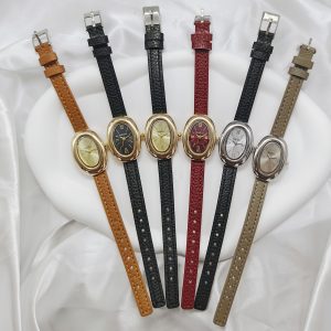 Fashion new women's watches women's French oval bathtub high-end retro niche temperament belt Guangzhou watch