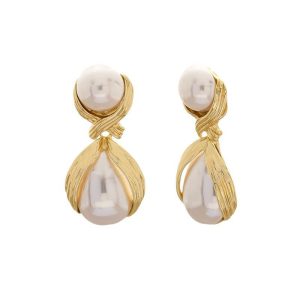 European and American exaggerated imitation pearl drop earrings, French light luxury fashion, creative court retro earrings, Internet celebrity earrings, women