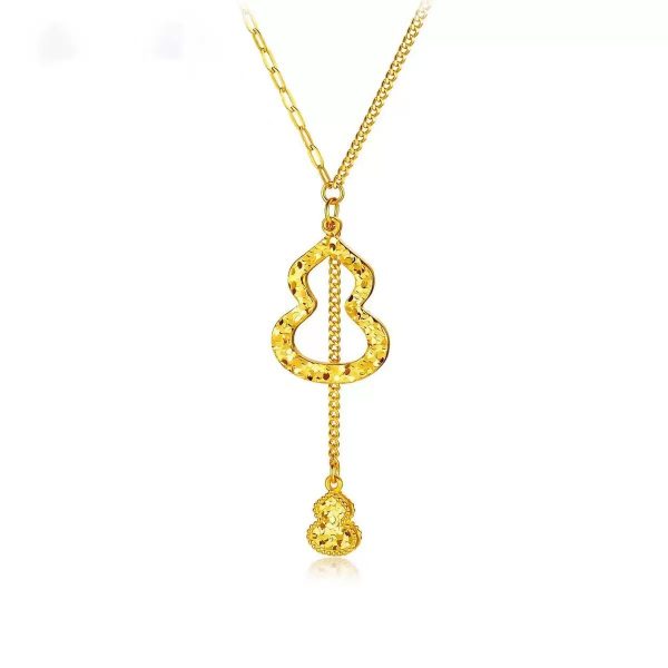 Crushed ice double-layer gourd necklace female niche design, light luxury, high-end golden color flashing exquisite clavicle chain woman - Image 5